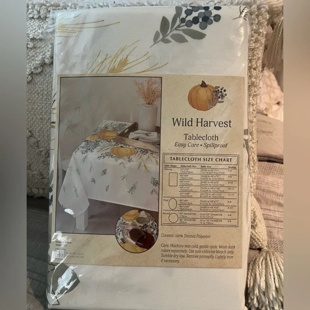 Wild Harvest Tablecloth 60” x 104” Oblong NWT